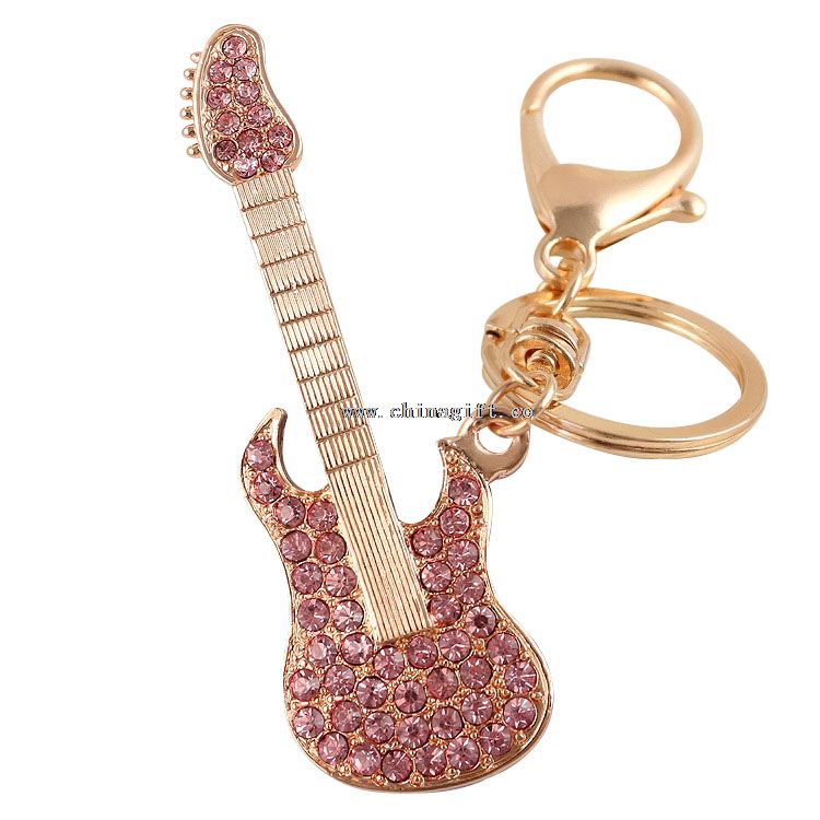 Crystal keychain guitar keychain chain decorative key ring
