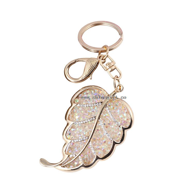 Crystal keychain novelties goods from china leaf key chain