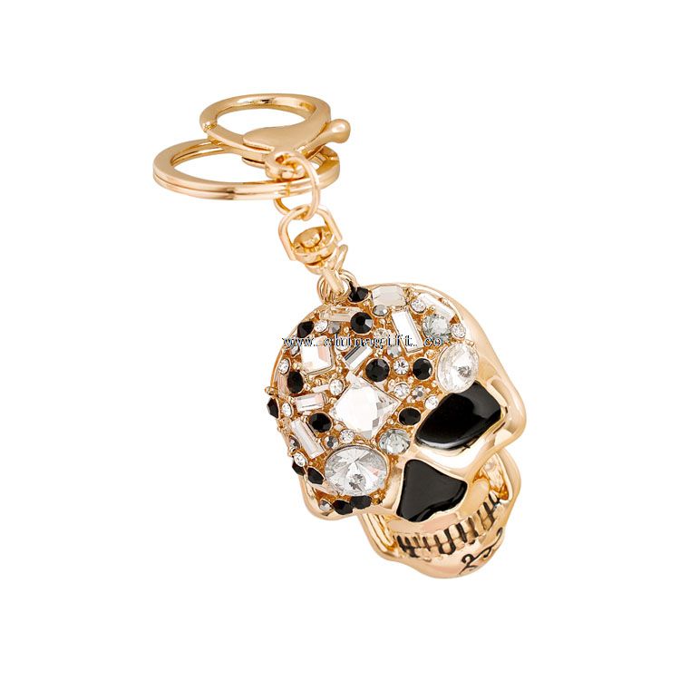 Crystal rhinestone skull keychain charm pendant bag keyring
