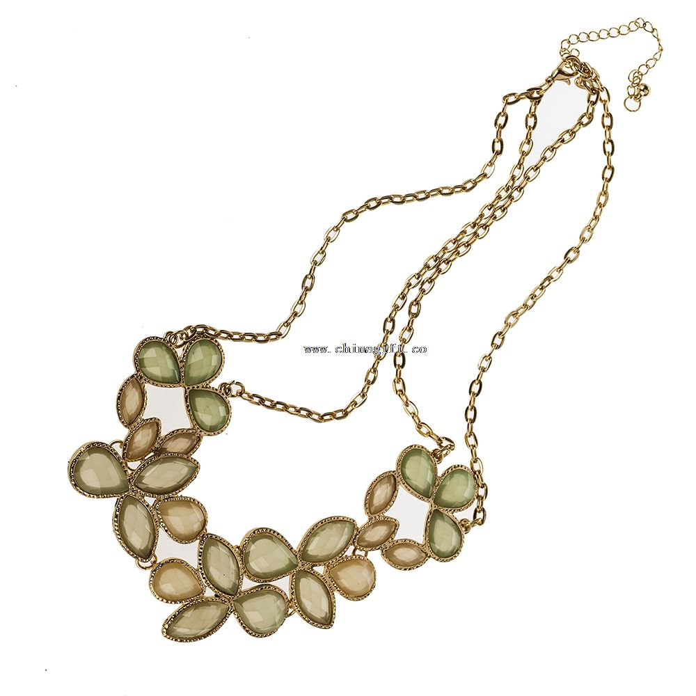 Cultured resin Flower Gemstone Bead Necklace