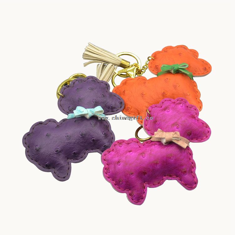 Custom animal leather keychains sheep keychain for girl