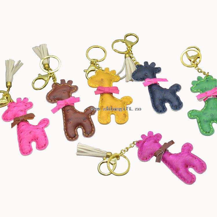 Keychain سفارشی خودرو چرم keychain زرافه keychain برای زنان