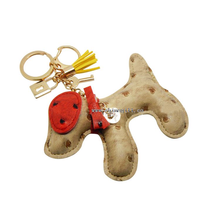 Customized leather key chains PU dog shape