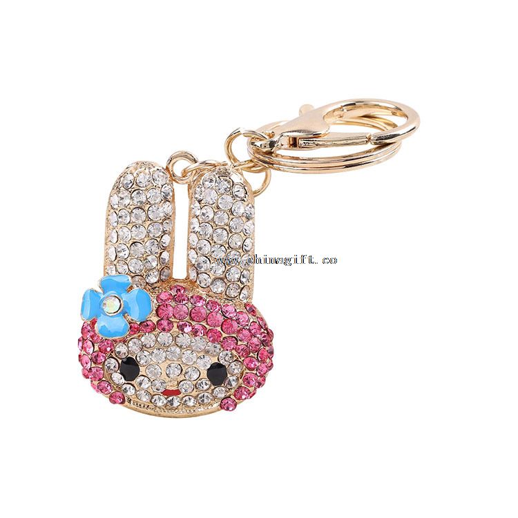 Cute crystal keychain animal shaped rabbit keychain wedding return gift