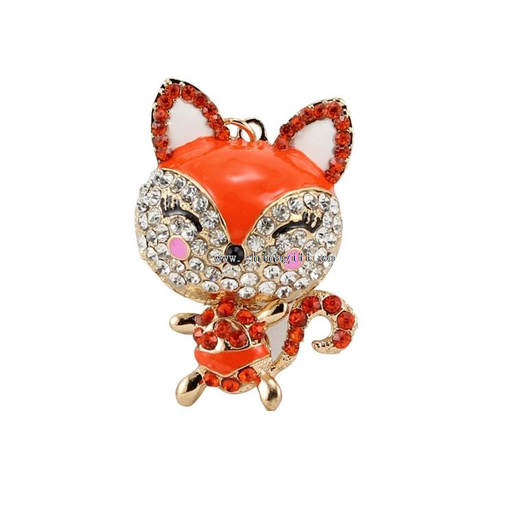 Cute fox wholesale crystal keychain wholesale key chain personalised keyring