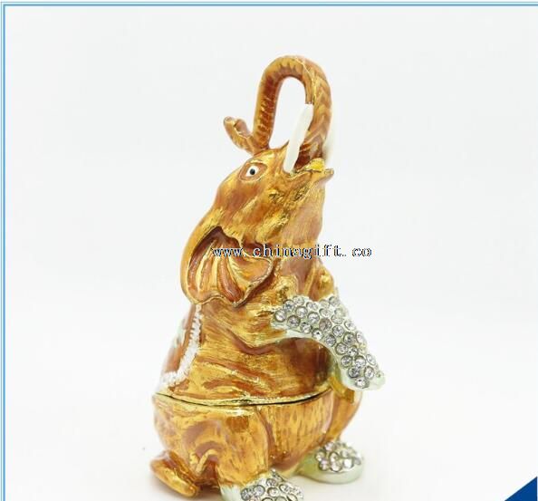 Forma de elefante prata chapeado Trinket Box