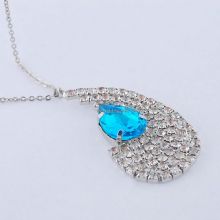 Blue crystal silver necklace for women images