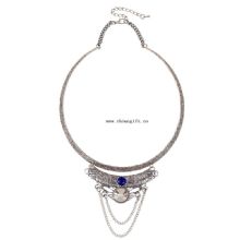 China factory direct sale colorful metal glass double chain necklace jewelrye images