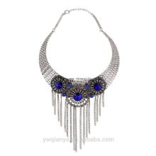 China factory direct sale metal multi color drop blue stone chain necklace images