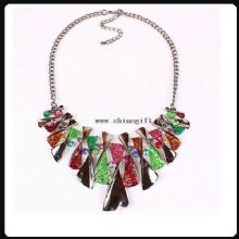 Colorful Enamel Bow Rhinestone Bib Graduated Lavaliere Chain Necklace images