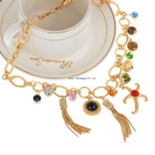 Fashion luxury golden chain colored diamond woman necklace images