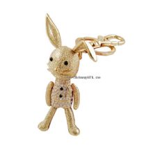 Gold plating rabbit animal keychain rhinestone keychain key accessories images