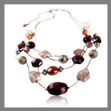 Multilayer red gemston necklace crystal pendant images