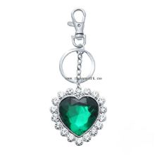 Új bájos szív szív medál kulcstartó kristály kulcstartó gyűrű zöld drágakő medál images