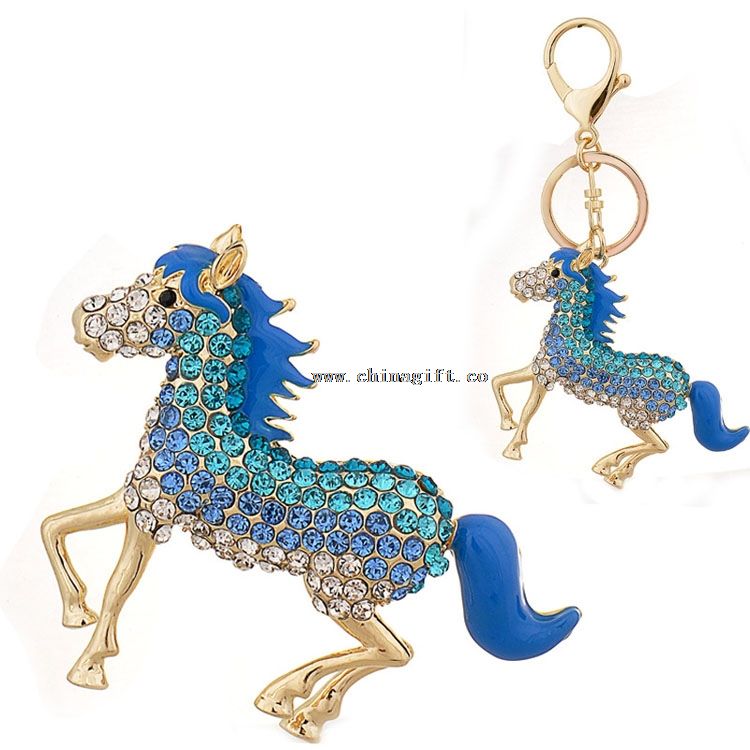 Fancy elegant horse metal keychain rhinestone keychain bulk buy from china