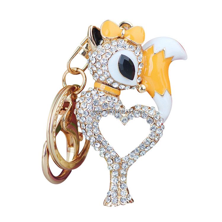 Fancy lovely fox rhinestone keychain wholesale novelties goods from china