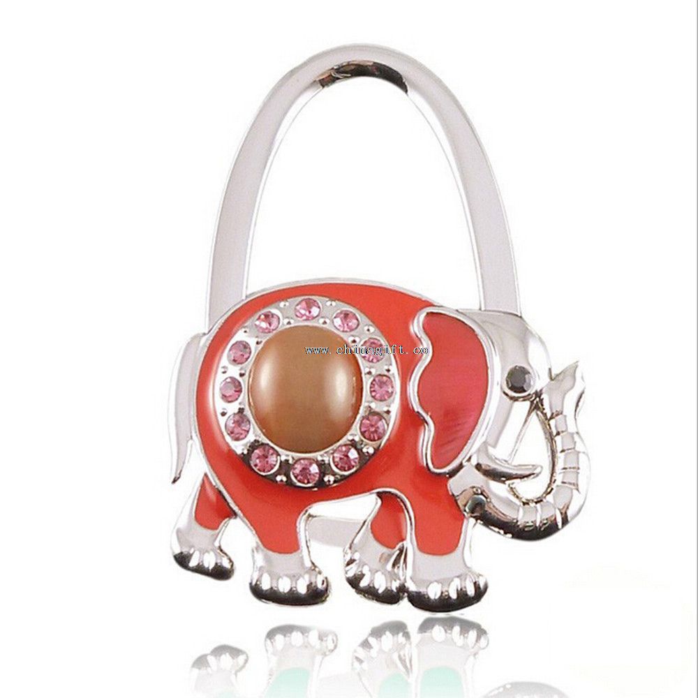 Elefante de moda em forma de gancho de metal Bolsa dobravel, gancho do saco superior de tabela