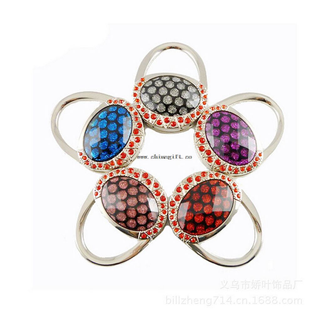 Fashion metal colorful foldable table top bag hanger hook