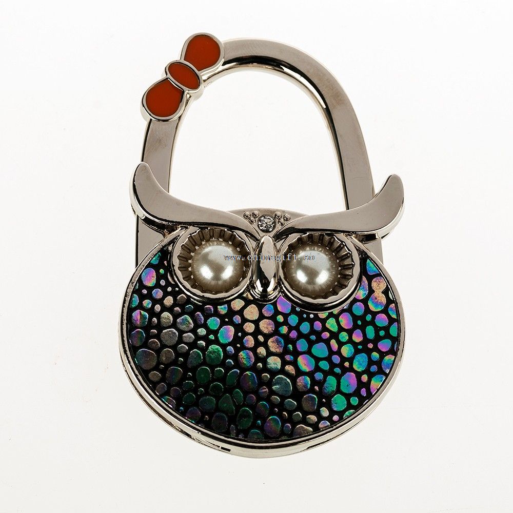 Fashion metal foldable owl shaped handbag holder