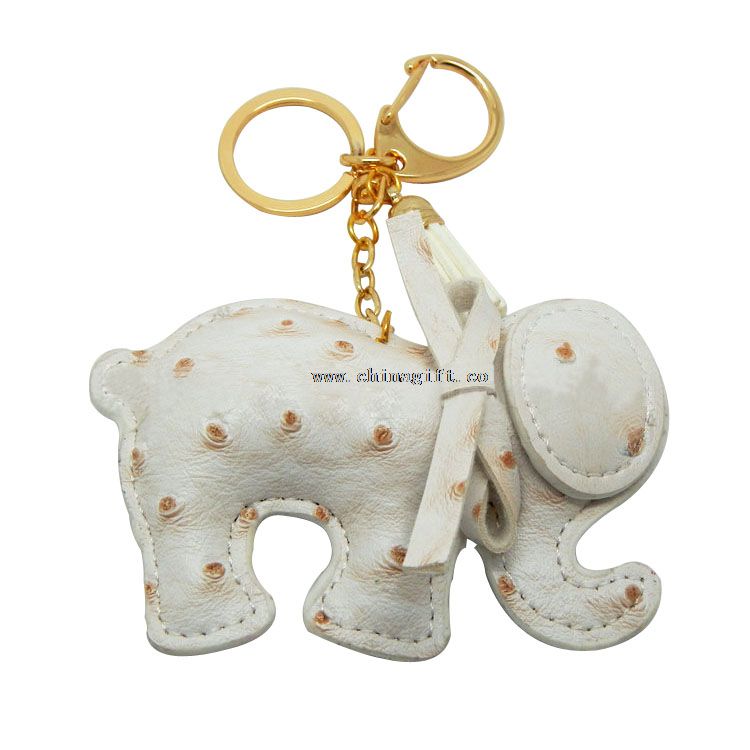 Nye modedesign billige keyring engros læder elefant figur nøglering