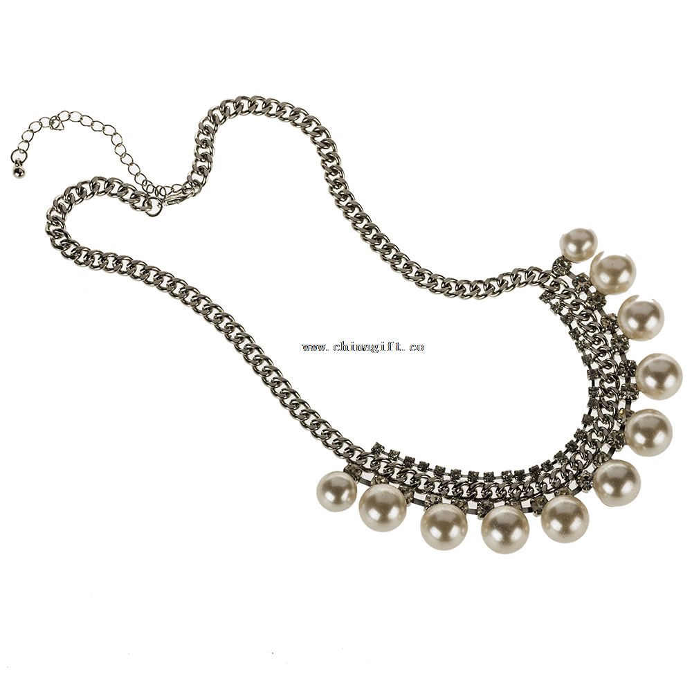 Mujeres calientes de moda colgante cadena Collar babero collar de la perla