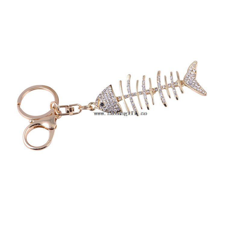 Fish keychain crystal keychain fishbone key ring novelties goods from china