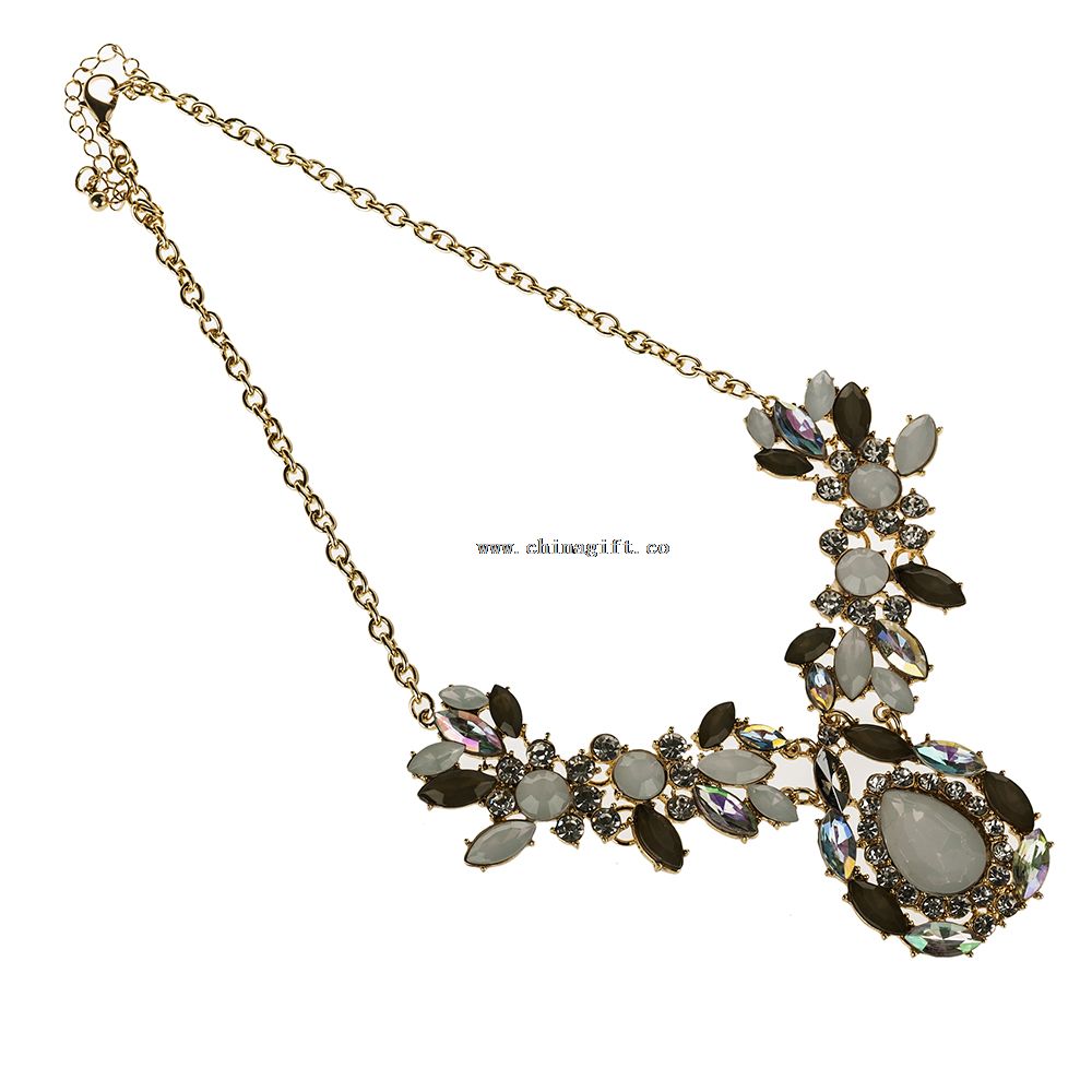 Flower Bib Choker Pendant Statement Chunky Necklace Gold Plated