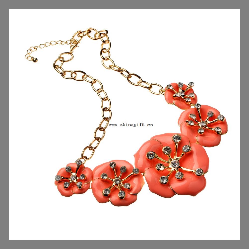 Blomst design halskæde krystal mode juvel