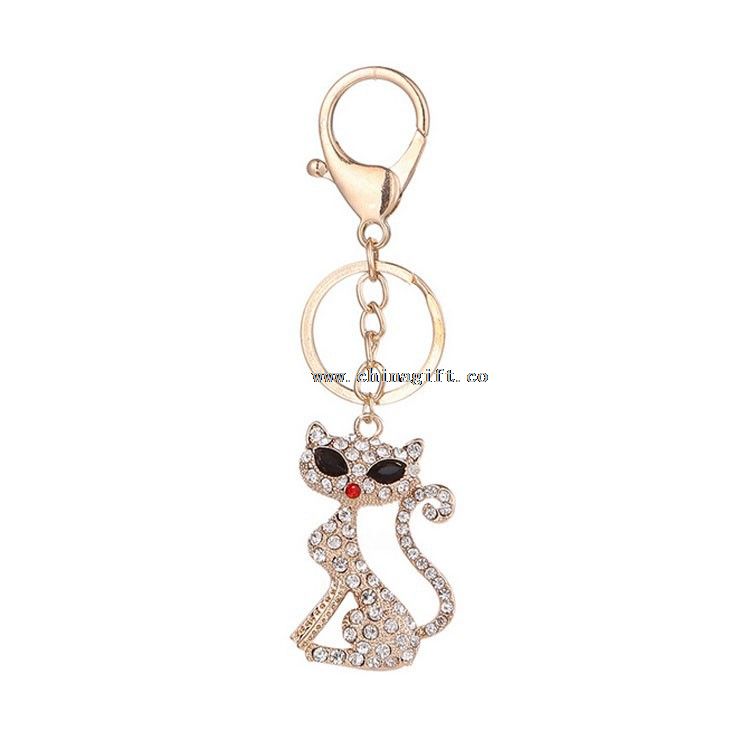 Fox rhinestone logam keychain gantungan kunci kustom gantungan kunci