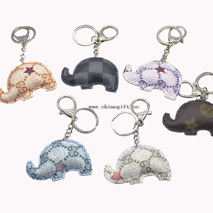 Genuine leather car keychain wholesale elephants handmade leather keychain