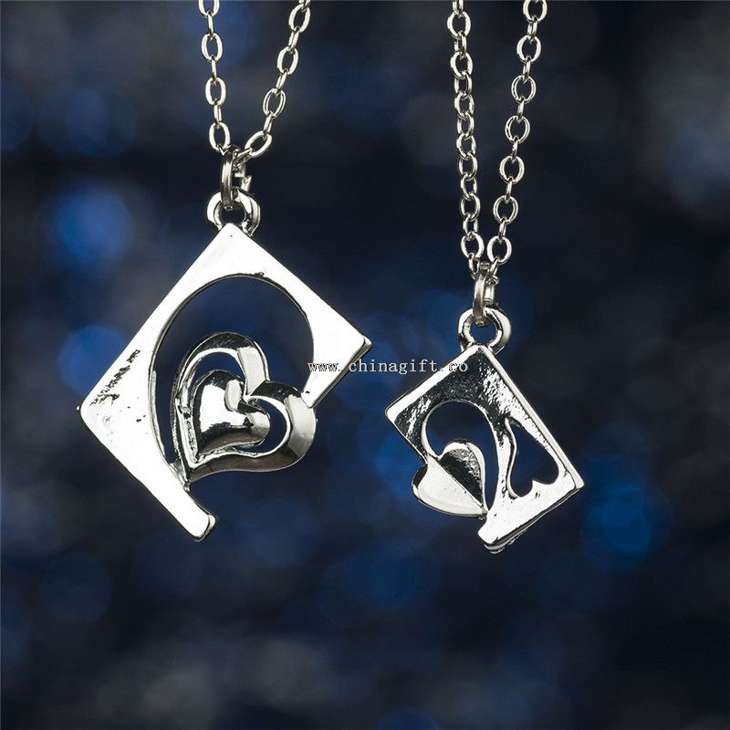 Regalo gioielli amanti collana, amanti cuore pendente collana, collana ciondolo cuore in argento