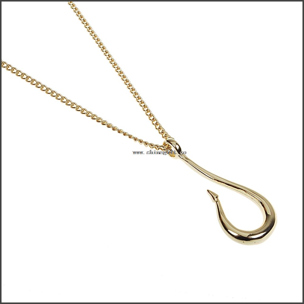 Gold hook shaped necklace
