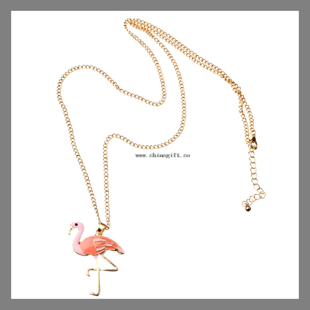 Gold plated chain necklace crane animal pendant