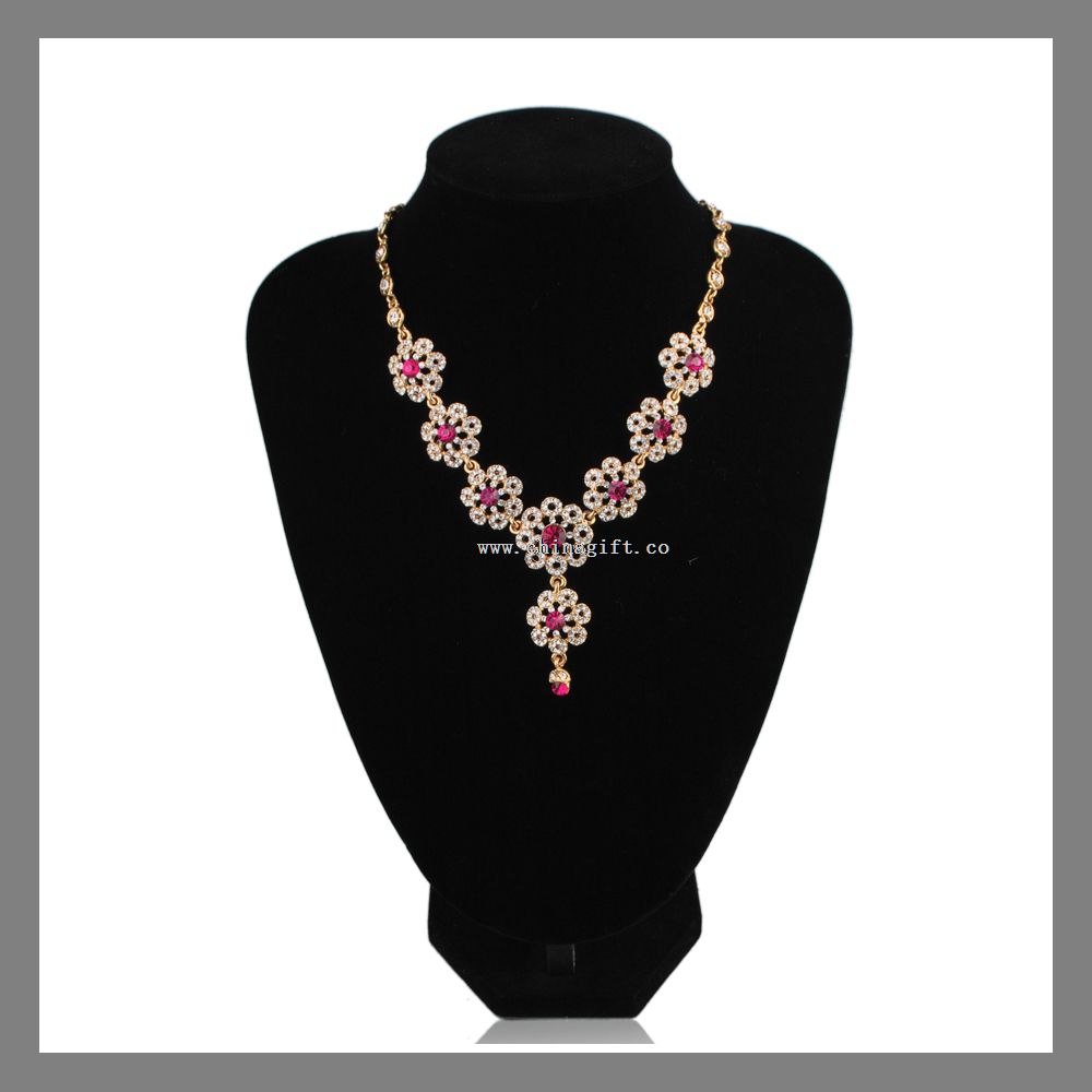 Pendentif en cristal collier plaqué or fleur forme