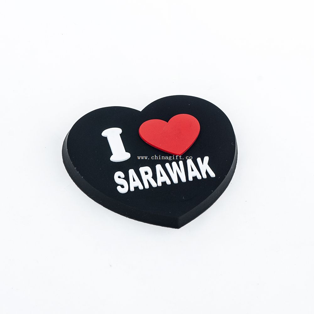 Coração forma sarawak pvc, imãs de geladeira