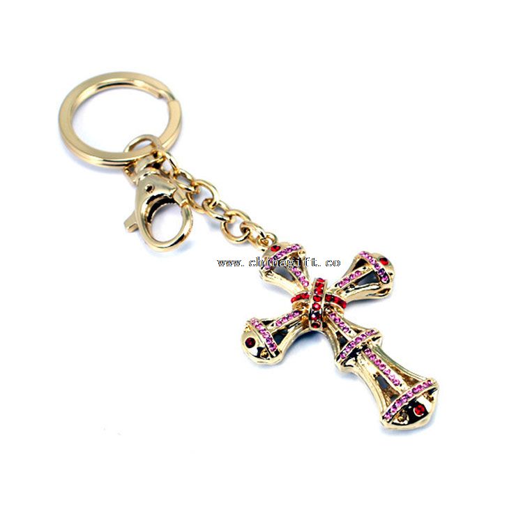 Hot sale rhinestone keychains cross keychains