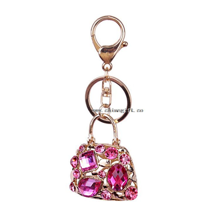 Hot wholesale bags woman rhinestone keychain wedding souvenirs key ring