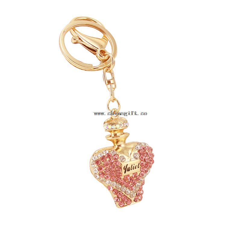 Key chain rhinestone keychain perfume bottle shape