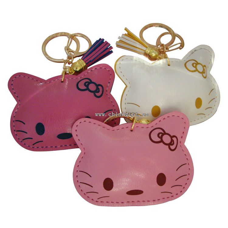 Keychains for girls keychain leather cat shape