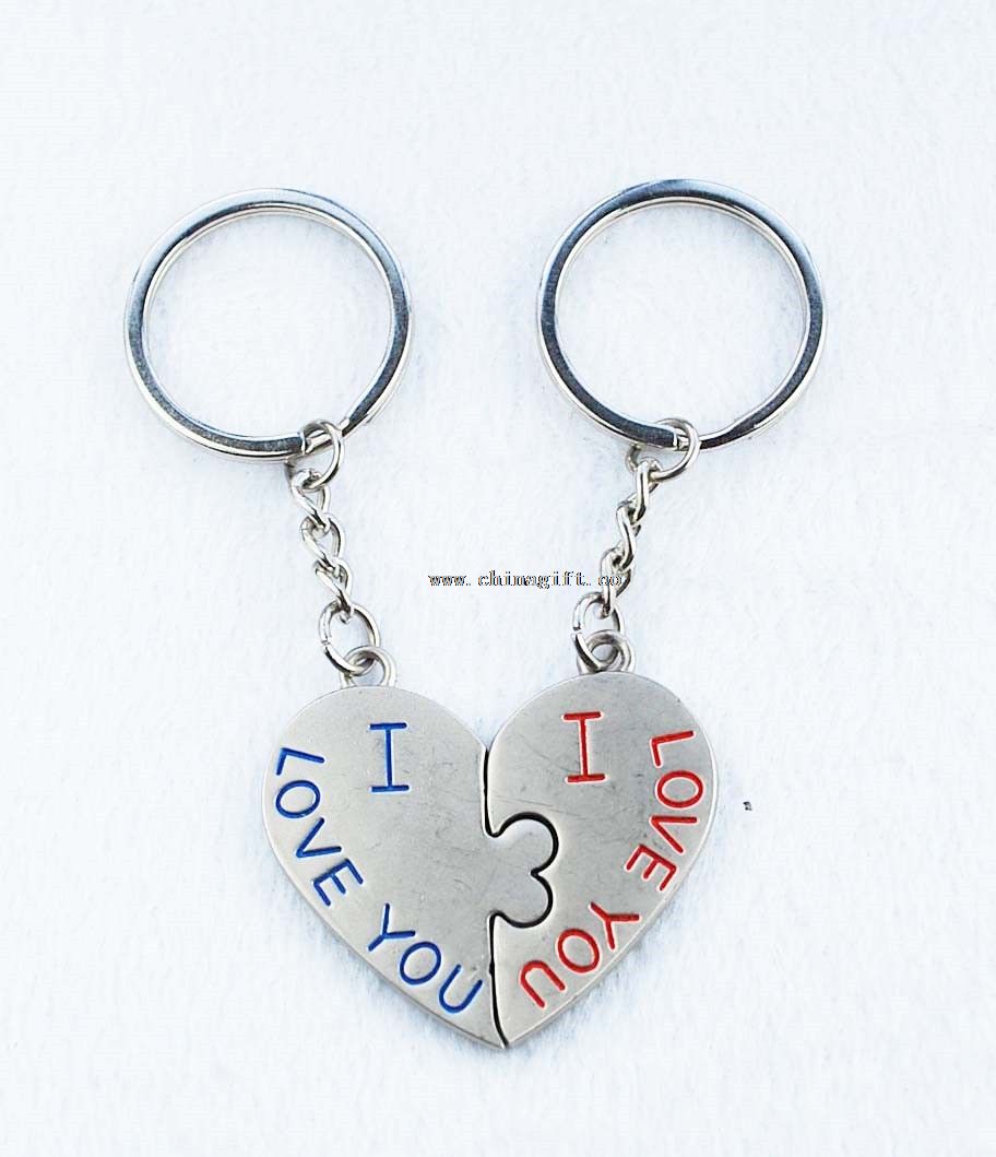 Keyring manufacturers metal magnetic love you heart couple keychain