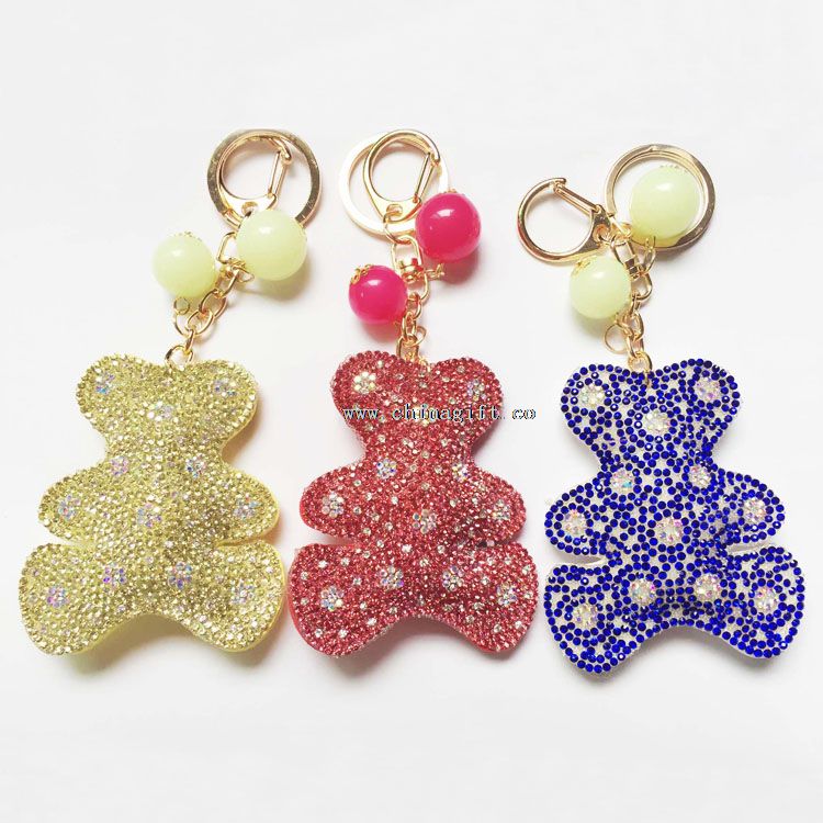 Terbaru gantungan kunci mewah pembuat rhinestone panda keychain