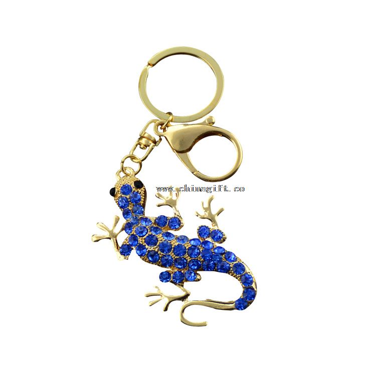 Lizard shape wholesale crystal keychain china market chain decorative