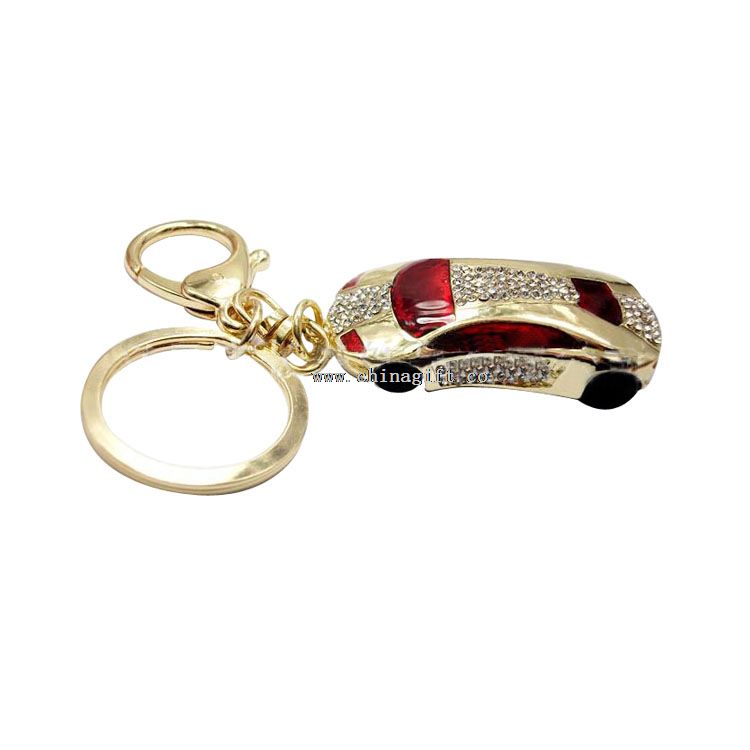 Love rhinestone crystal car shaped keychain