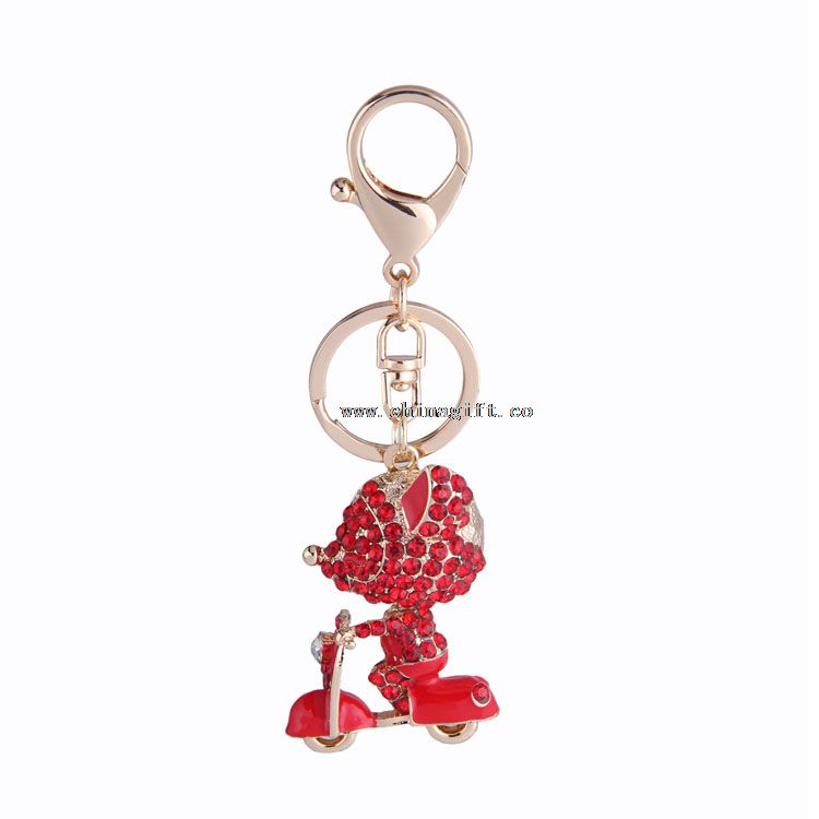 Hadiah indah kebaruan rhinestone hewan keychain gantungan kunci kristal