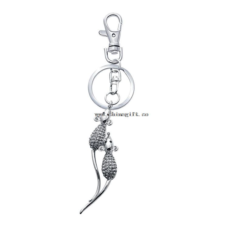 Keychain حیوانات دوست داشتنی موش rhinestone کامل keychain کریستال