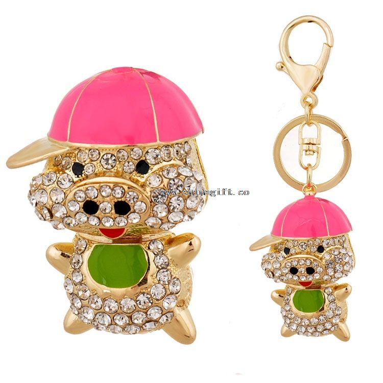 Sehr schön Schwein Form Kristall Schlüsselanhänger Strass Keychain Schlüsselanhänger