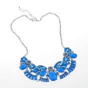 2016 fashion perhiasan biru kristal perak kalung desain untuk wanita images