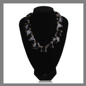 Black stone link necklace fashion simple pendant images