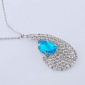 Блакитний Кристал срібло намисто для жінок images