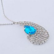 Collier cristal bleu argent pour femme images